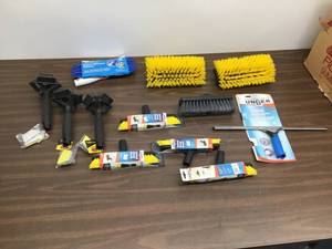 lot 28 image: Mixed Lot Of Various Scrubn Brushes, Handles, Grout Brushes, Window Cleaner Pad