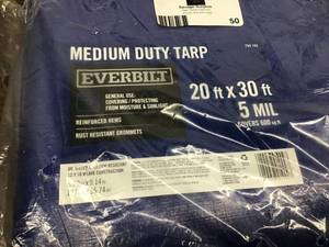 lot 50 image: Everbilt 20x30ft 5mil Tarp