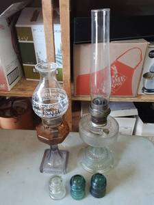 lot 20 image: 2-Oil Lamps (1-Multi-Color)