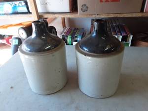 lot 30 image: 2-Crock Jugs, Brown Glazed Tops