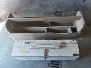 lot 32 image: 2-Primitive Handmade Wood Tool Boxes