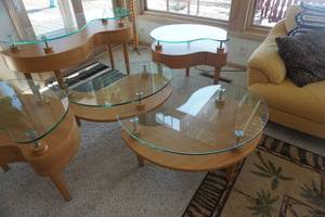 Raised Glass Tear Drop Shaped Living Room Tables