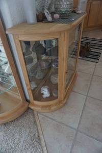 White Wood Glass Curio Cabinet With Adjustable Glass Shelves