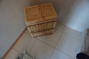 Wicker Storage Hamper With Hinged Lid