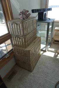 Set of 4 - Bamboo Themed Storage Hampers