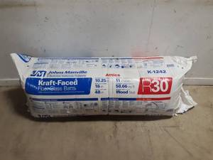 lot 65 image: John Mansville K1242 Kraft Faced R-30 Insulation
