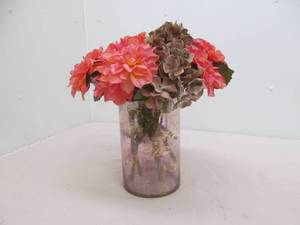 lot 16 image: vase ,silk flowers arrangements