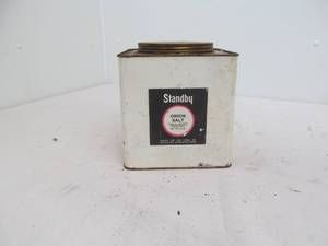 lot 88 image: vintage Standby Onion salt tin