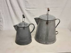 lot 7 image: 2-Enamel Kettles