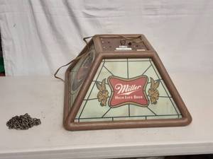 lot 8 image: Miller High Life Hanging Light Fixture 20x20x11