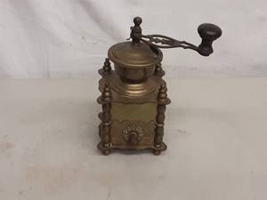 lot 12 image: Vintage Fancy Brass Coffee Grinder