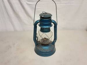 lot 13 image: No. 8 Dietz Lantern (BlueClear Glass Globe)