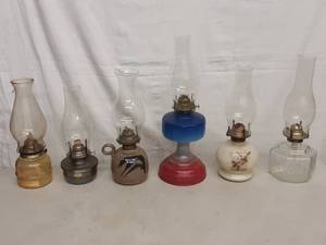 lot 20 image: 6-Assorted Americana Oil Lamps