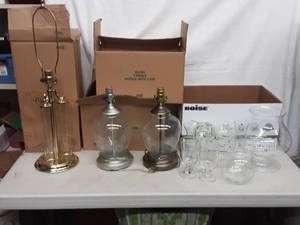 lot 29 image: Princess House Lamp, Lanterns & Glassware