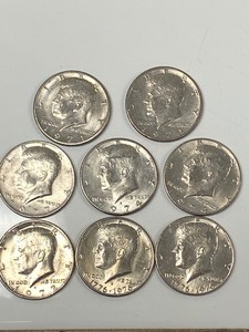 lot 4 image: (8) Different Date Kennedy Halves