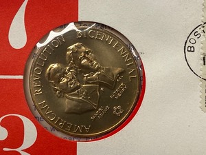 lot 10 image: 1973 First Day Issue Stamp & Bronze Medal
