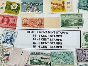 lot 17 image: Lot Of (60) Different Mint Stamps
