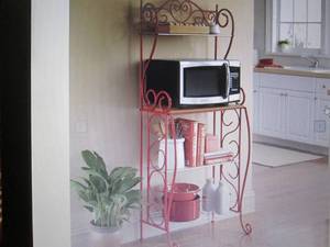 lot 3 image: Heart Scroll Microwave Stand open b...
