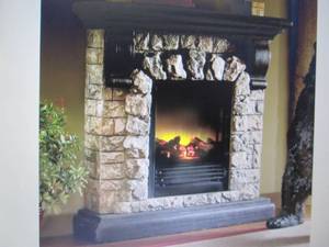 lot 9 image: Faux Stone Fireplace open box Retai...