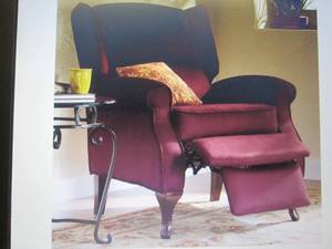 lot 11 image: Microfiber Wingback Recliner open b...