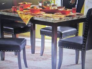 lot 55 image: Faux-Marble Dining Table open box R...