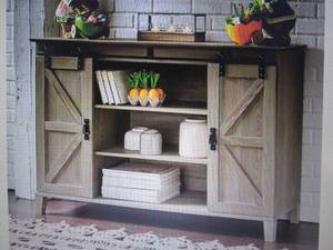lot 152 image: Barn Door Console open box Retail $...