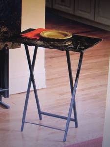 lot 163 image: 2 Faux MarbleTray Tables open box ...