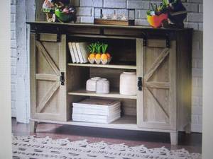 lot 165 image: Barn Door Console open box Retail $...