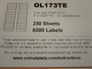 lot 534 image: ONLINE LABELS TRUE GRAY LABELSSHEETS, 3 X .625 - BULK CASES