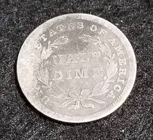 lot 25 image: 1837 no stars US SILVER HALF DIME