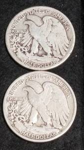 lot 48 image: 2 WALKING LIBERTY HALF DOLLARS 1943 1943-D