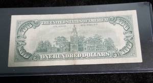 lot 09-A image: 1966 US FEDERAL RESERVE $100 RED SEAL NOTE