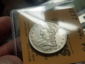 lot 02 image: 1837 BUST SILVER HALF DOLLAR IN HIGHER GRADE