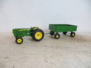 Metal John Deere Tractor & Trailer Toy