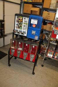 lot 159 image: Bulk Candy & Sticker 6-Head Dispenser Cart $.25$.50$1.00