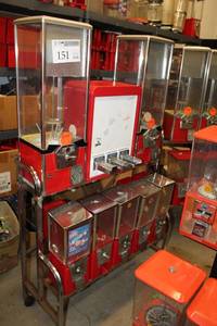 lot 151 image: Bulk Candy & Sticker 8-Head Dispenser Cart $.25$.50$1.00