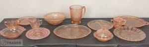 lot 1 image: Depression Glass, variety of pieces, beautiful patterns