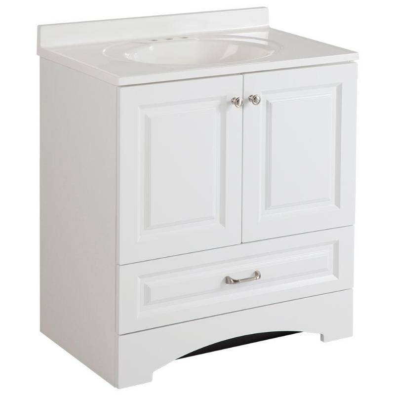 Glacier Bay Lancaster 30 In W Bath Vanity White With Cultured Glacier Bay Lancaster 30 In W Bath