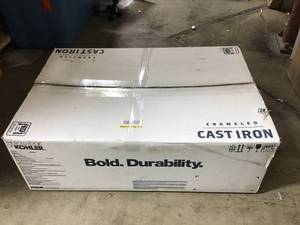 lot 28 image: KOHLER Cape Dory Drop-In Cast-Iron 33 in. 4-Hole Single Bowl Kitchen Sink in Almond