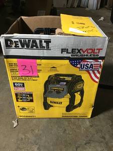 lot 31 image: DEWALT FLEXVOLT 2.5 Gal. 60-Volt MAX Brushless Cordless Electric Air Compressor TOOL ONLY