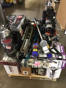 lot 10 image: WHOLESALE PALLET OF ASSORTED DYSON, HOOVER,EUREKA,SHARK VACCUMS DIFFERENT SIZES & CONDITIONS