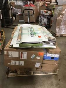 lot 19 image: LOT OF KNAPE & VOGT 50 Qt. Undermount Soft-Close Single Trash Can & Sterling OakGray Birch Wood 47 in. Length x 12-18 in. Deep x 1-1116 in. HT