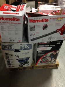 lot 45 image: Pallet of assorted hardware tools,outdoor,shop tools and more original online customers returns