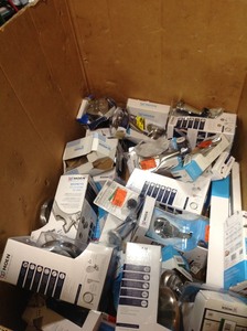lot 39 image: Lot with assorted Moen Bathroom Accessories, shower heads and more original online customers returns