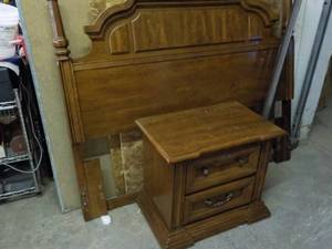 lot 72 image: Queen, Full Headboard, nightstand a...
