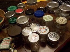 lot 147 image: Jam Jars and Misc. in a wire basket...