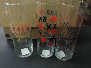 lot 242 image: 2 Case of Valentines Glass Vases- 1...