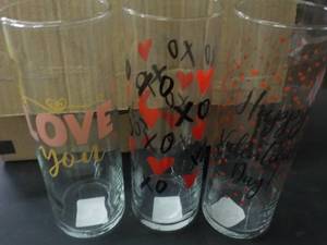 lot 244 image: 2 Case of Valentines Glass Vases- 1...