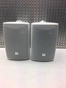 lot 20 image: Dual Electronics LU43PW 3-Way High Performance Outdoor Indoor Speakers with Powerful Bass  Effortless Mounting Swivel Brackets  All Weather Resistance  Expansive Stereo Sound Coverage WORKING CONDITION
