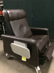lot 58 image: WOW MSRP $3000 Winco Dual Swingaway Arm Carecliner Reclining Geri Chair With Heat & Massage - Easy Access For Wheelchair Patients - Great Working Condition Has Trays On Both Sides Minor Marks On Seat & Backrest - See Closeup Pictures